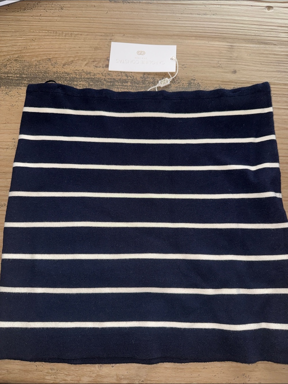 Caroline Constas Navy and White Striped Knit Mini Skirt